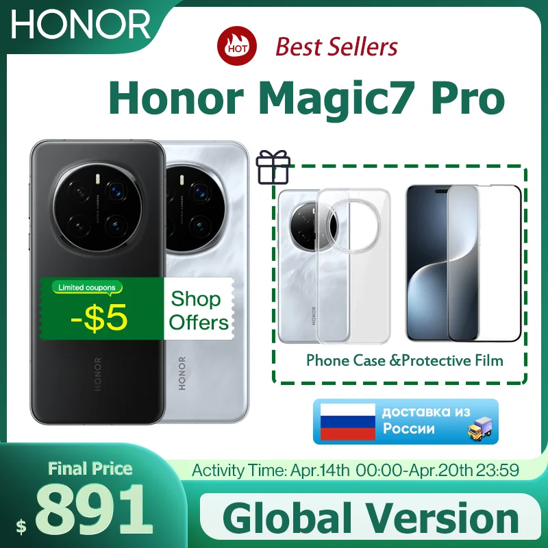 【2025 New Arrivals】 HONOR Magic7 Pro Global Version 5G AI Smartphone Snapdragon 8 Elite 6.8''120Hz Display 100W Fast Charge IP69