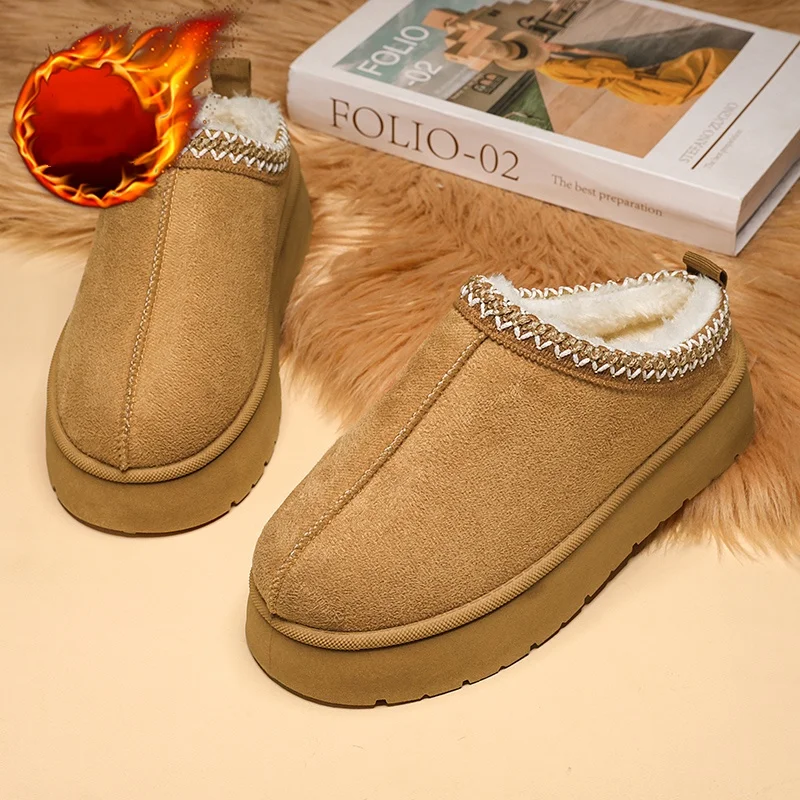 

New Women's Slip-On Slip-On Shoes for Autumn and Winter, Fleece-Lined, Warm and Thickened Snow Boots and Cotton Shoes