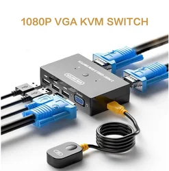 VGA KVM Switch | 2 to 1 4 to 1 Switch (with controller) 1080P VGA Laptop PC Shared Keyboard Mouse and Screen