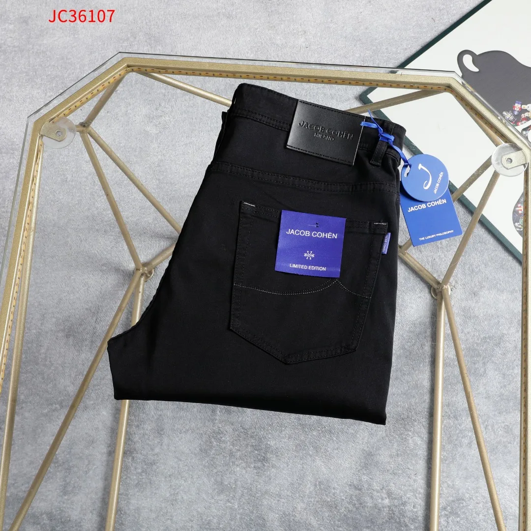 

OECHSLI Jeans Thin Cotton Men 2026 Spring Summer new breathable embroidery Black quality straight Big size 29-42 long Pants