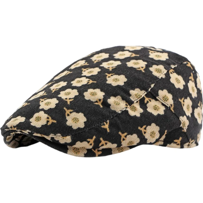 New Leopard Flower Cotton Caps for Men Hats Winter Berets British Western Style Beret Summer Hat for Women Vintage Painter\'s Hat