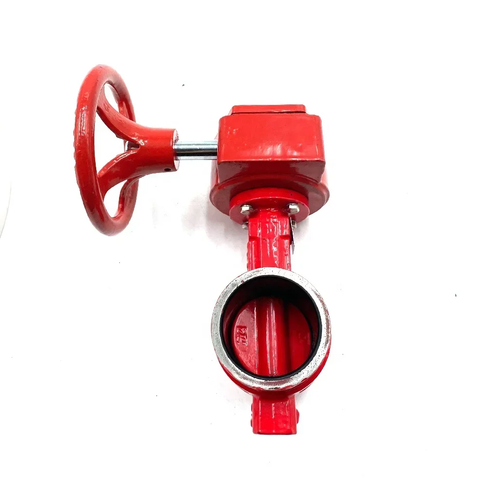 วาล์วผีเสื้อแบบเวเฟอร์เหล็กดัดขึ้นรูปชนิดร่องปลาย พร้อมกล่องเกียร์ส่งสัญญาณ สำหรับระบบดับเพลิง