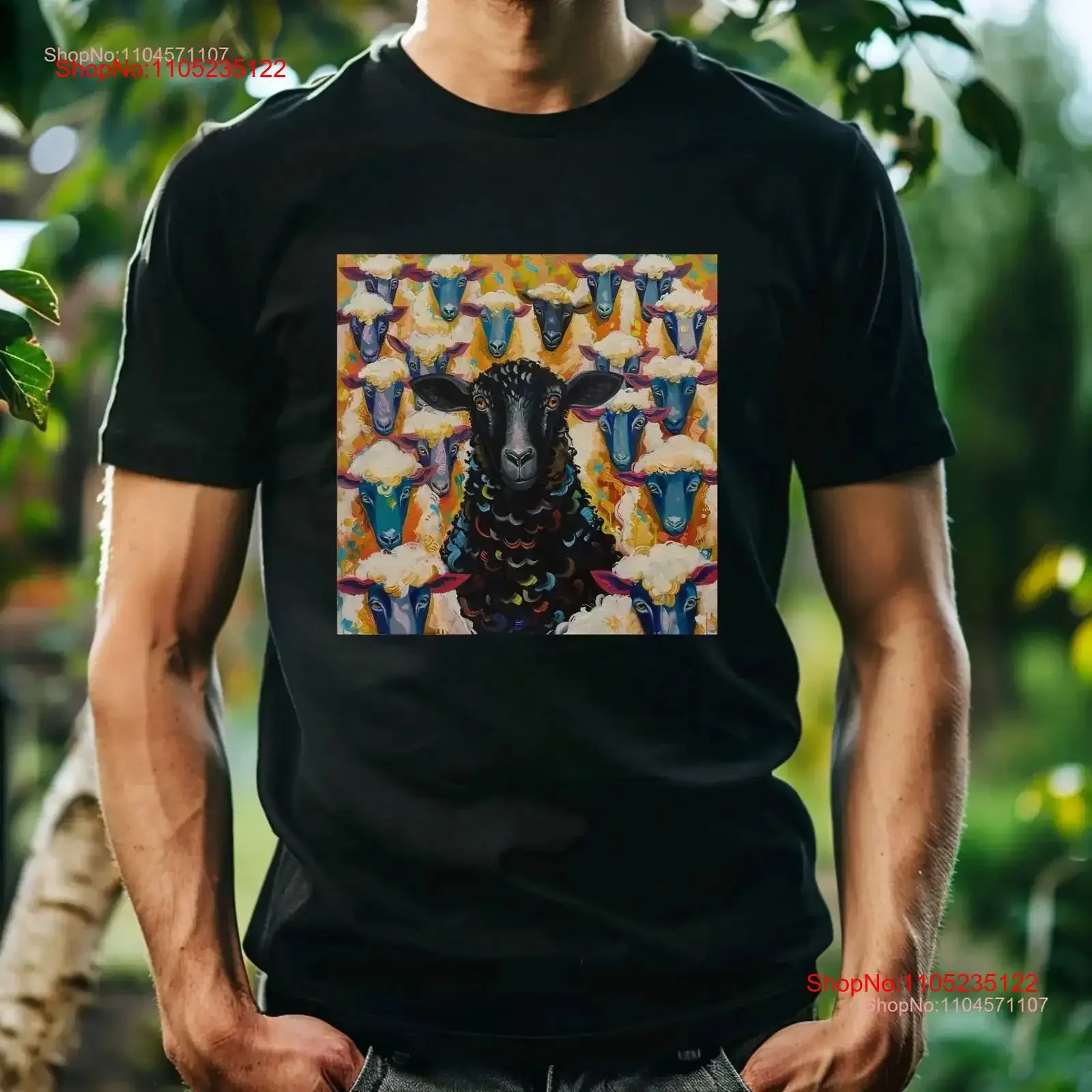 Standout T-shirt in lana Amante delle pecore Stampa nera Pittura artistica Abbigliamento casual Idata di animali da fattoria vintage lavato Comodo e traspirante