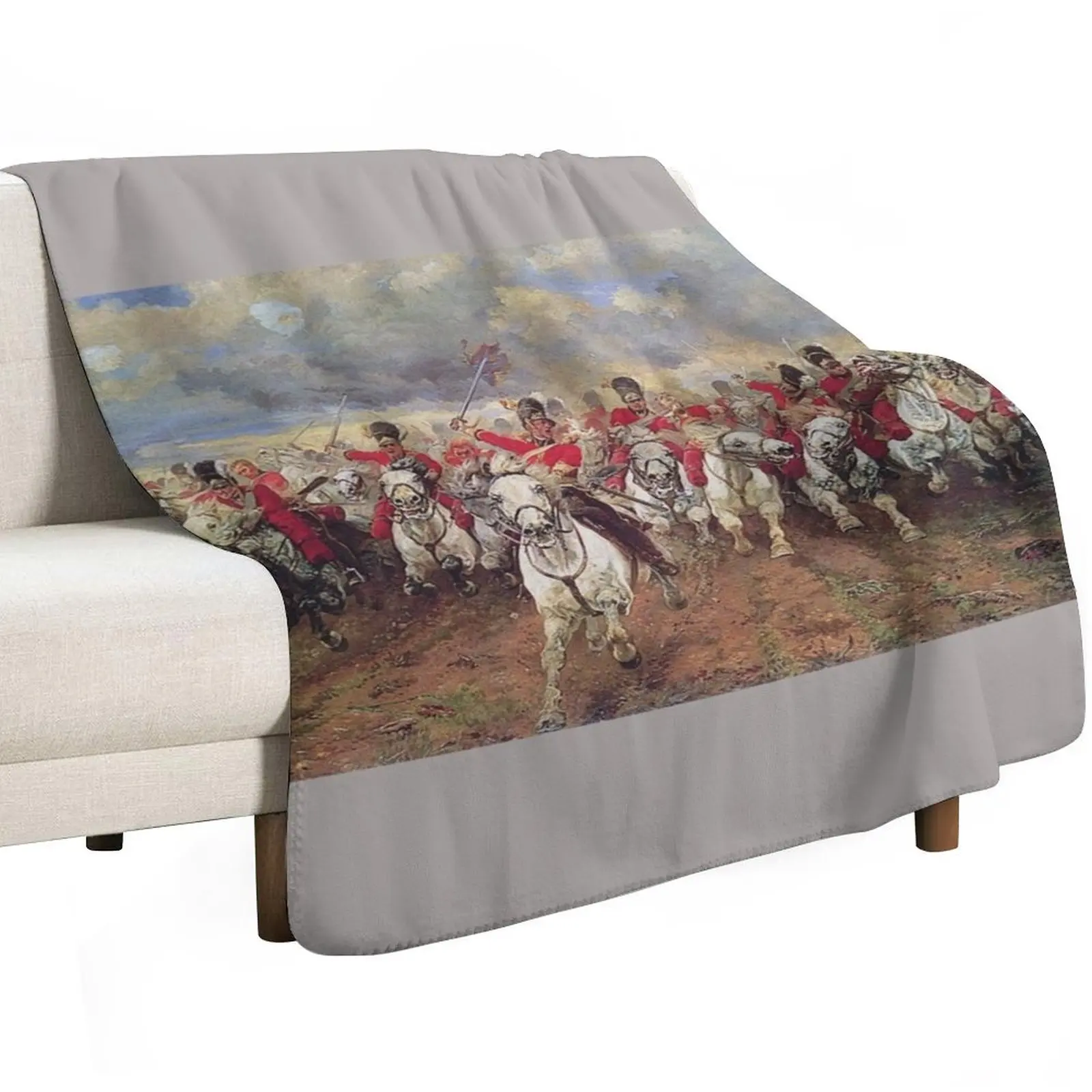 Charge of the Scots Greys at Waterloo Throw Blanket blankets and throws decorative Stuffeds Plush wednesday halloween Blankets