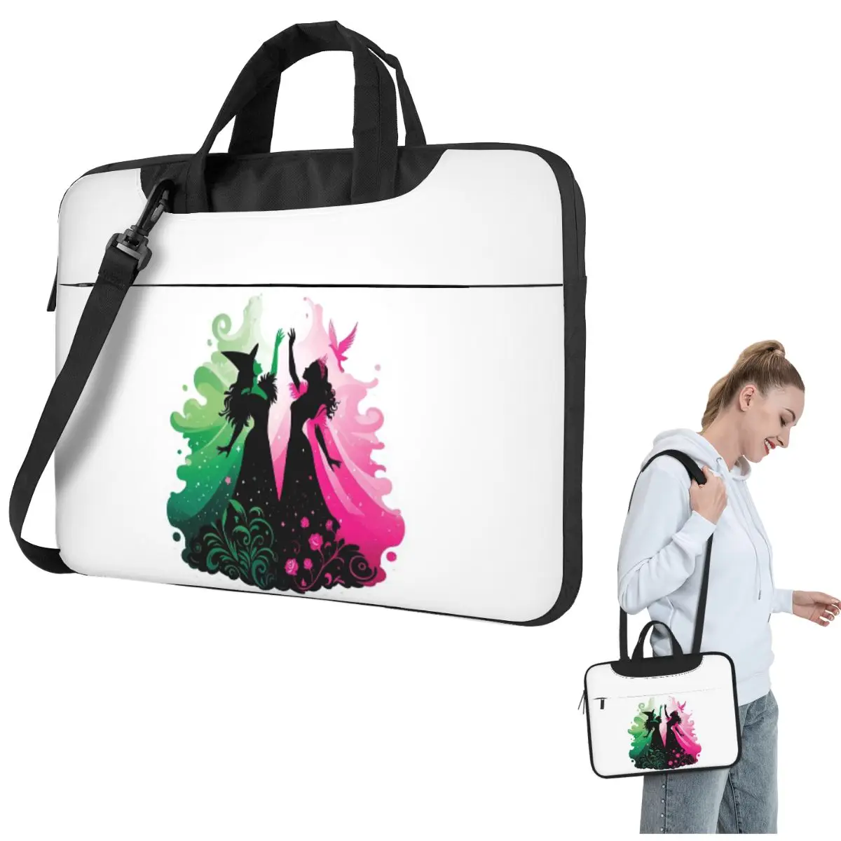 

Elphaba And Glinda Wicked The Musical Crossbody Laptop Bag Case Computer Bag 13 14 15.6 Inch Notebook Pouch for Lenovo