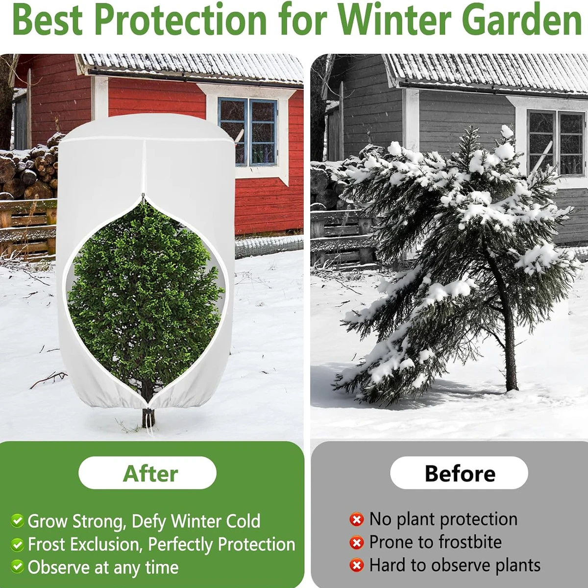 Breathable Plant Winter Thermal Insulation Anti-freeze Cover With Drawstring Zipper Closure Chili Garden Hood Protection Support