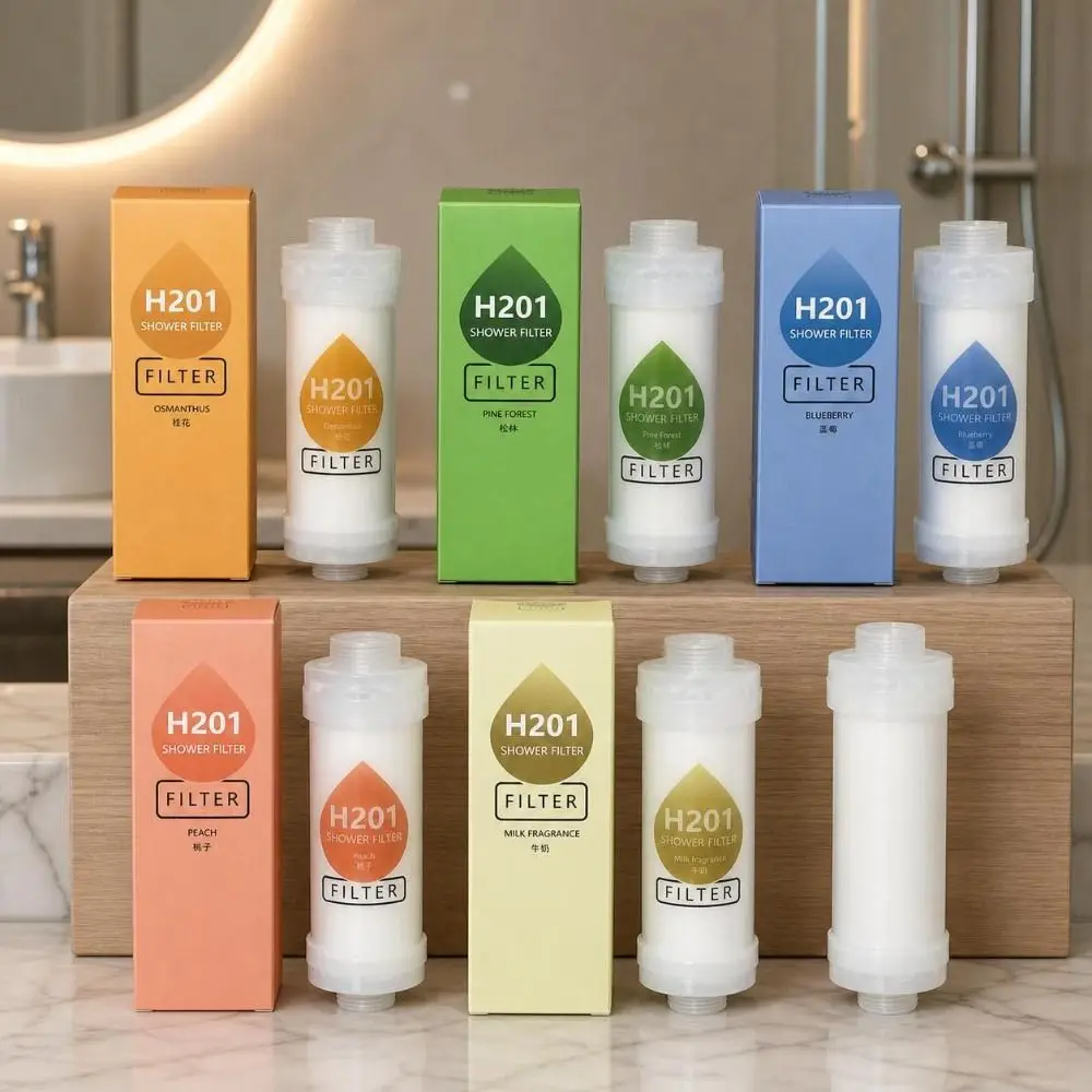 Osmanthus/Milk/Peach/Blueberry Scent Vitamin C Shower Head Filter High Pressure Bathing Skincare Shower Purifier Anti-scaling