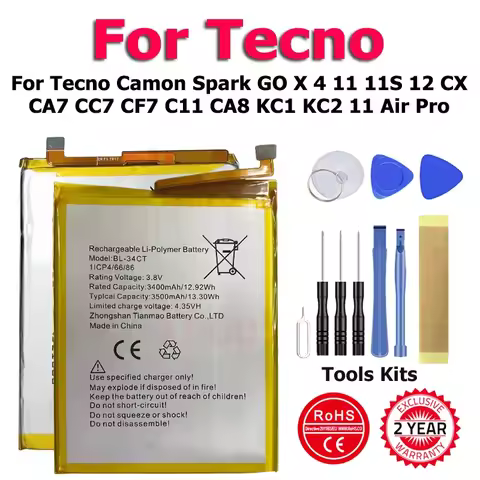 New BL-36BT BL-34CT BL-39LT BL-29BT Battery For Tecno Camon Spark GO X 4 11 11S 12 CX CA7 CC7 CF7 C11 CA8 KC1 KC2 11 Air Pro