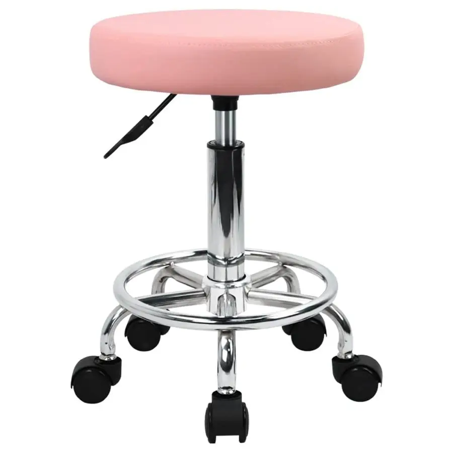 

PU Leather Round Rolling Stool with Foot Rest Swivel Height Adjustment Spa Drafting Salon Tattoo Work Office Massage Stools Task