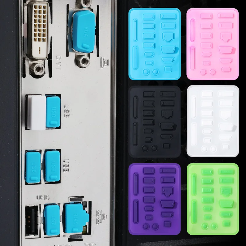 16pcs/set Colorful Silicone Anti Dust Plug Cover Stopper Dust Plug Laptop Dustproof USB Port RJ45 Interface Waterproof Cover