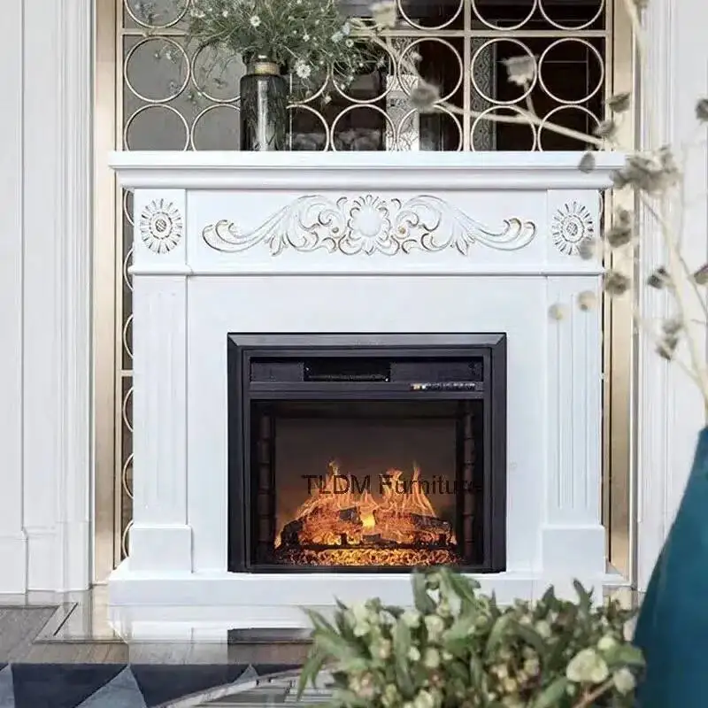 Fireplaces Home Embedded Simple Fireplace Decorative Hotel Living Room Heater Simulated European Flame Wall-mounted Room Decor
