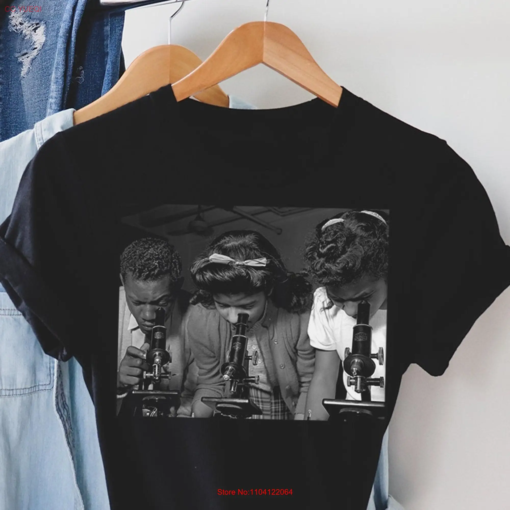 Science Class T Shirt Microscope STEM African American Tops Black History Minds Matter Teacher s Vintage Photo