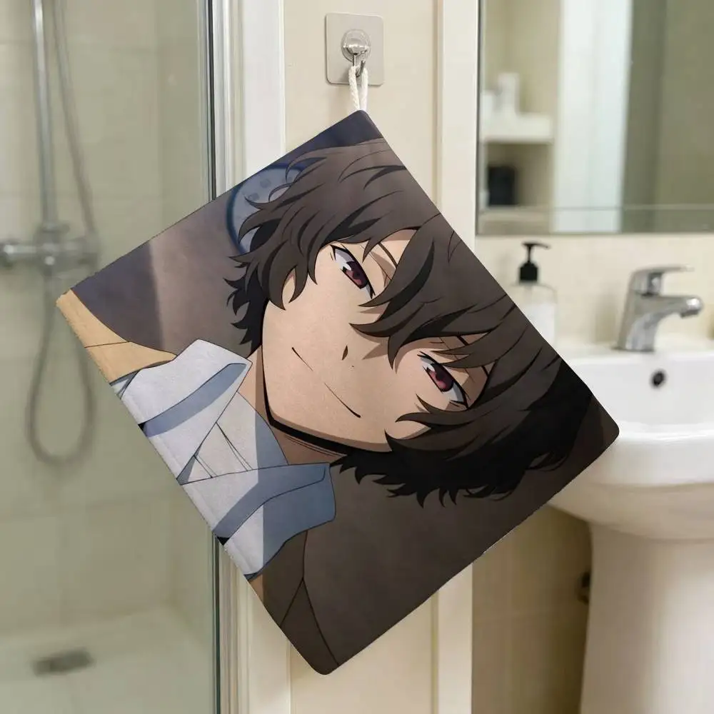 Bungo Stray Dogs Nakahara Chuya Hanging Style Hand Wiping Towel Polyester Cotton Anti-fade For Indoor Kitchen Living Room