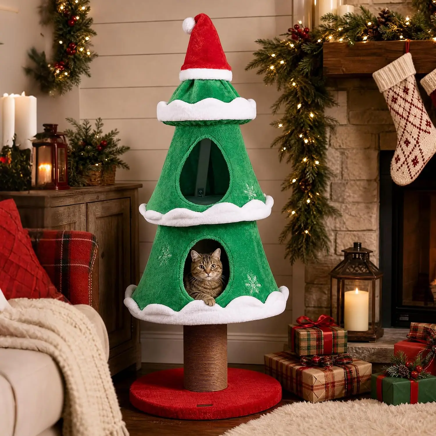 51-inch Cat Christmas Tree, Cute Christmas Cat Tower