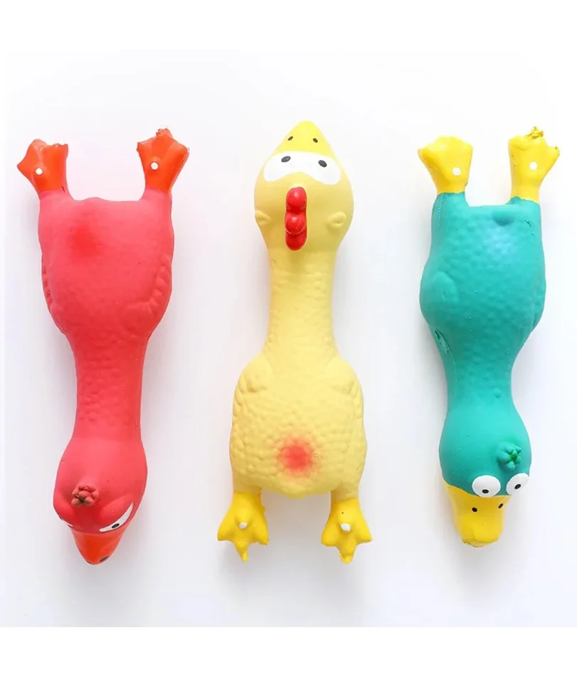 

Cute Dog Squeak Toy Latex Chicken Shape Durable Chew for Small-Medium Breeds Interactive Pet Supplies