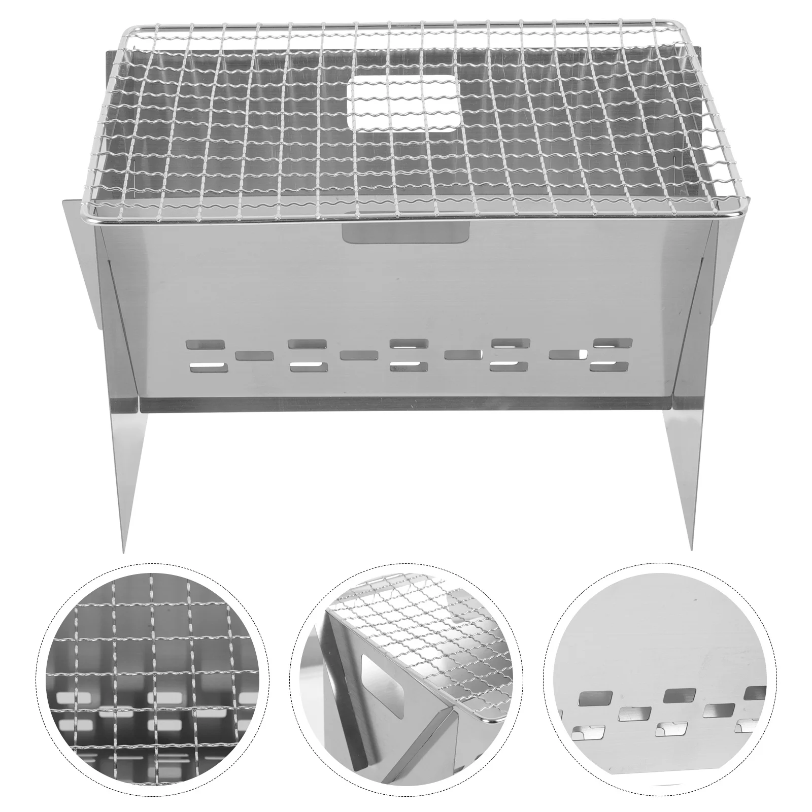 

Folding Bbq Grill Stainless Steel Portable Camping Barbecue Stove Multi-Functional Waterproof Wear-Resistant Smooth Edges