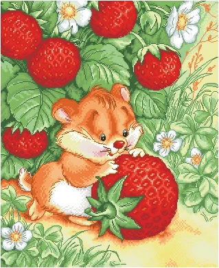 

Chinese Cross-Stitch Kit for DIY Embroidery, Needlework Set, DMC, Civet, Picking Strawberry, 14CT, Cross Stitch, Home Decor