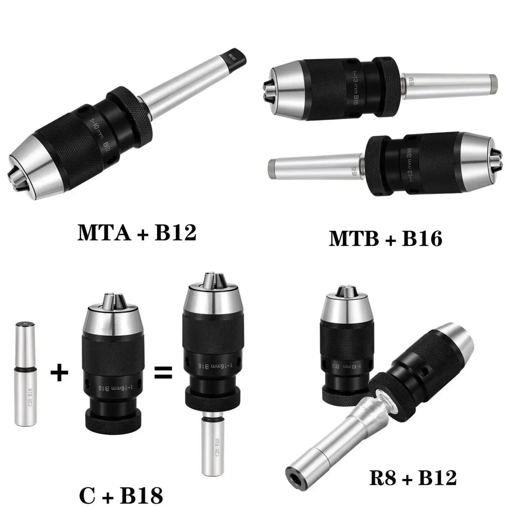 B10 B12 B16 B18 B22 MT2 MT3 MT4 MT5 R8 C20 mandrino per trapano autobloccante tre artigli mandrino per trapano Morse tornio trapano CNC