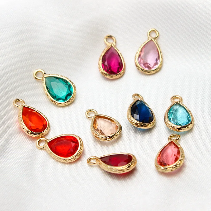 1pcs Diy Jewelry Accessories Copper Edging Colorful Drop Earrings Pendant Necklace Bracelet Pendant Material Handmade Charms