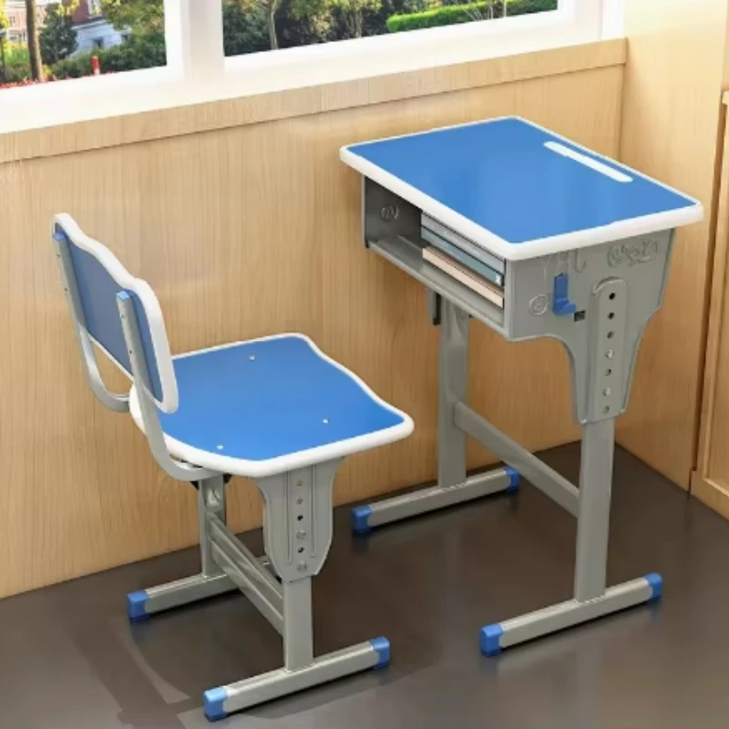 

Double table and chair set for primary and secondary school students; children's classroom writing desk for tutoring classes