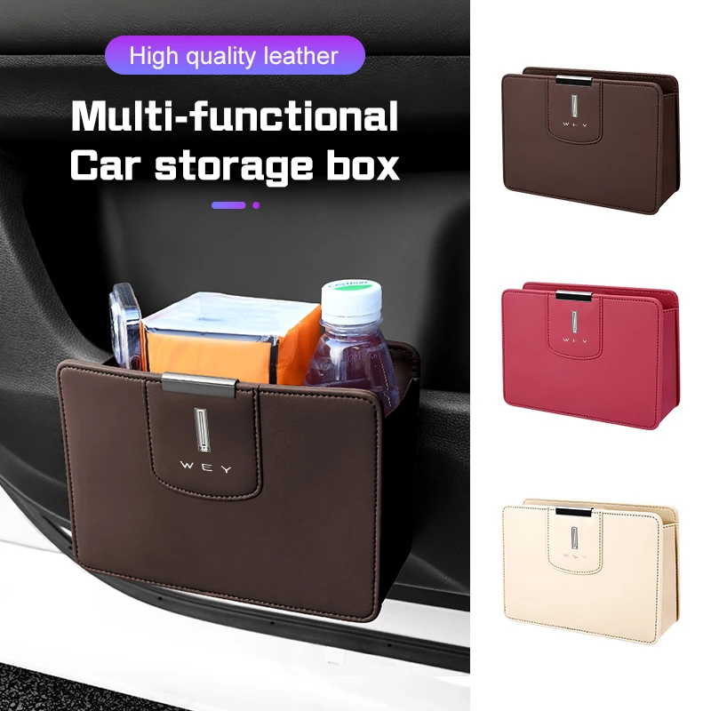 

For Great Wall WEY Coffee 01 MOCCA DHT-PHEV vv5 vv6 vv7 Hanging Trash Can Leather ,Car Door Organizer Storage Box Garbage Bag