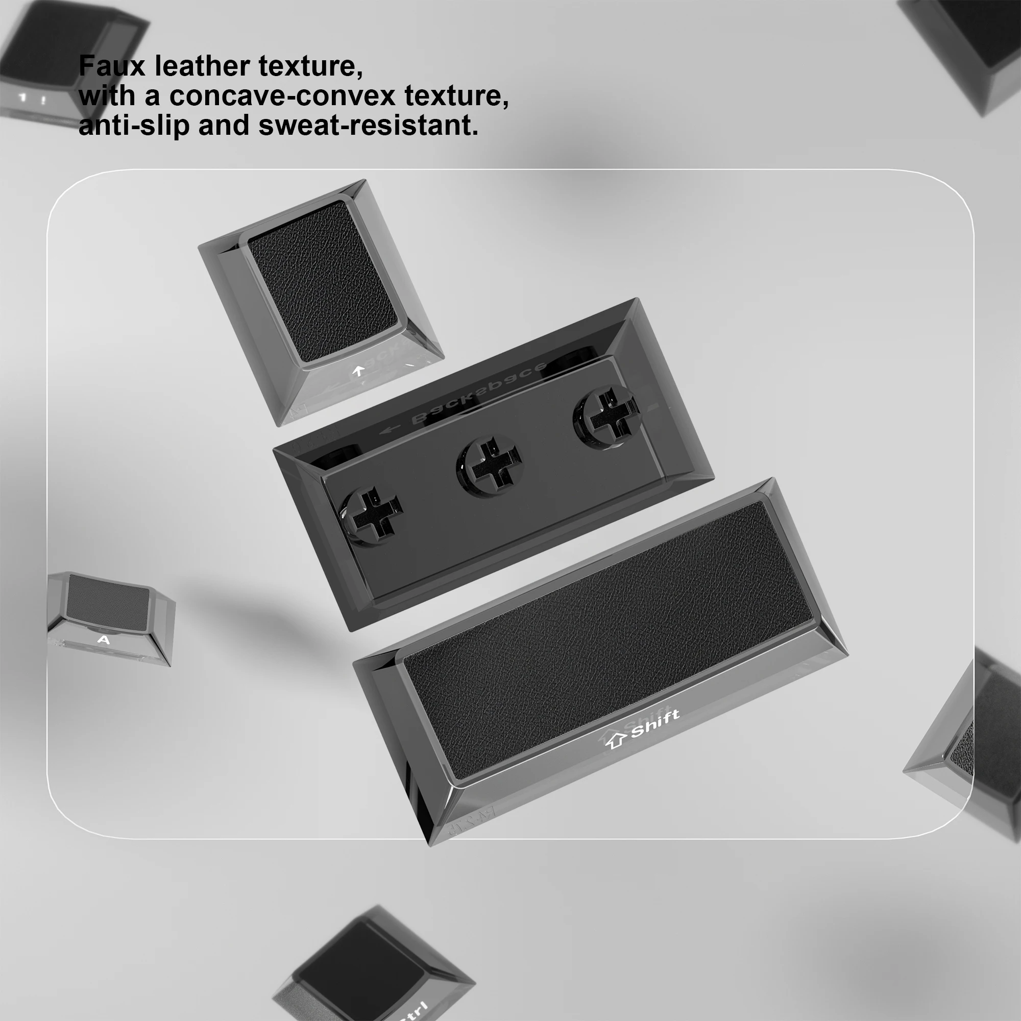 Pbt duplo tiro keycaps 126 teclas preto falso couro impressão lateral keycap cereja perfil branco tampas para teclado mecânico keyc