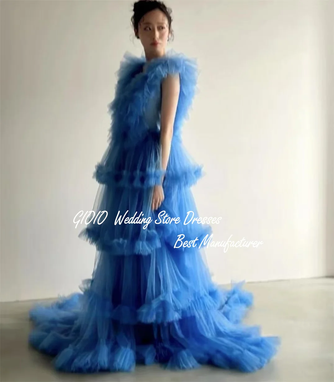 Gioio สไตล์ญี่ปุ่นพรหมชุดเกาหลี A-Line Tulle Layered งานแต่งงานชุดราตรีที่กําหนดเองชุดพรรคอย่างเป็นทางการชุดราตรี Gow
