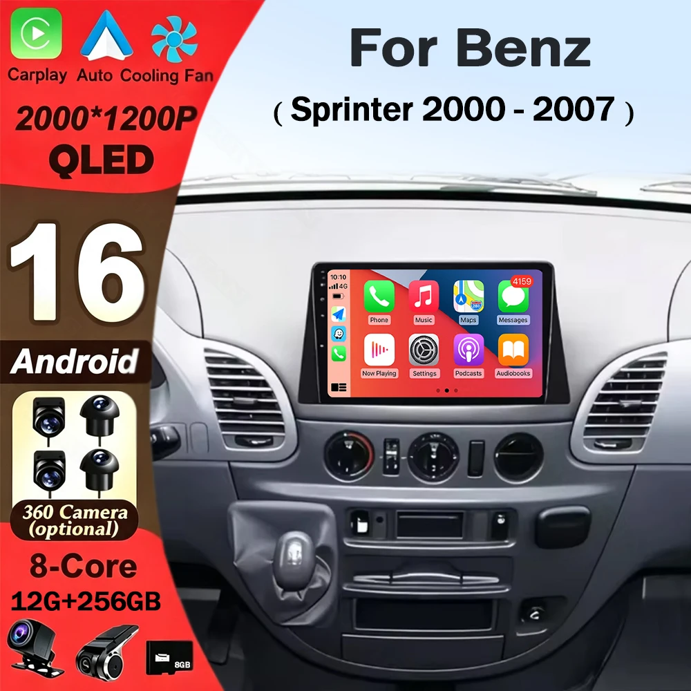 For Benz Sprinter 2000 - 2007 Android 16 Car Radio Navigation Multimedia Stereo Player Carplay&Auto
