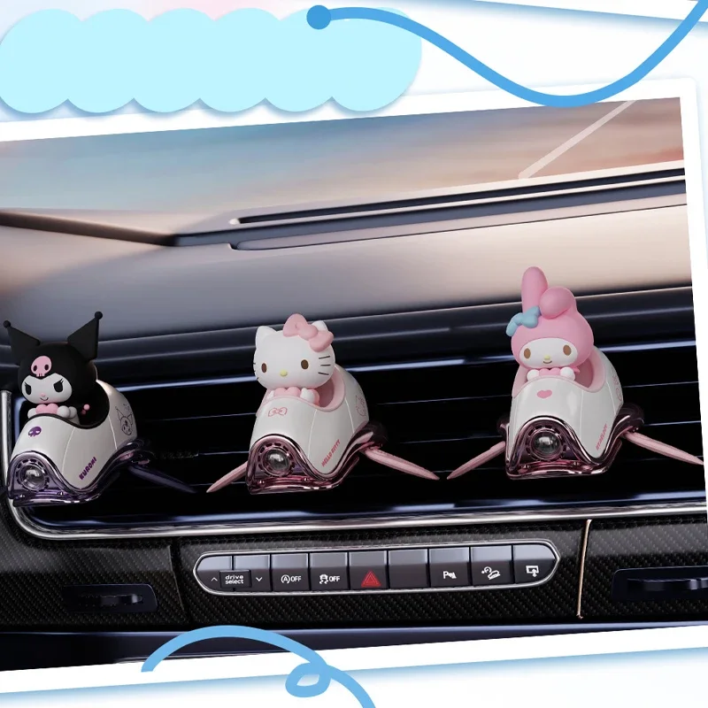 Sanrio Car Air Conditioner Mouth Diffuser Ornament Hello Kitty Kuromi Cartoon Car Luminous Decoration Cute Anime Car Gift