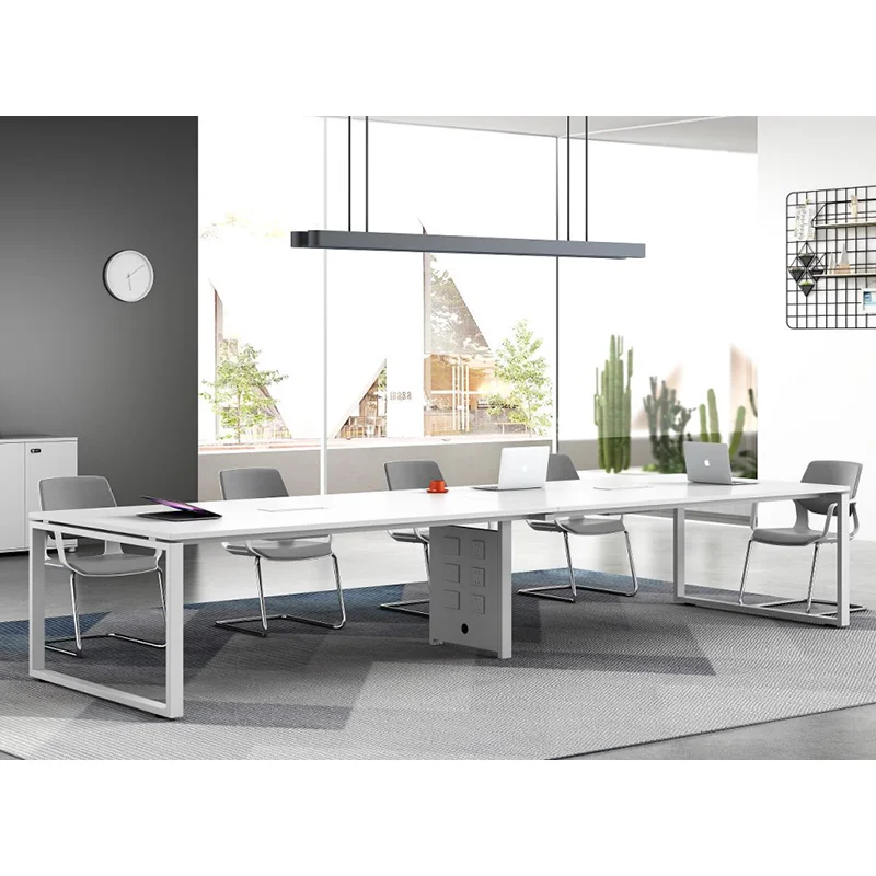 

Wholesale low-cost modern wooden conference table set with E0 grade particle board and iron legs