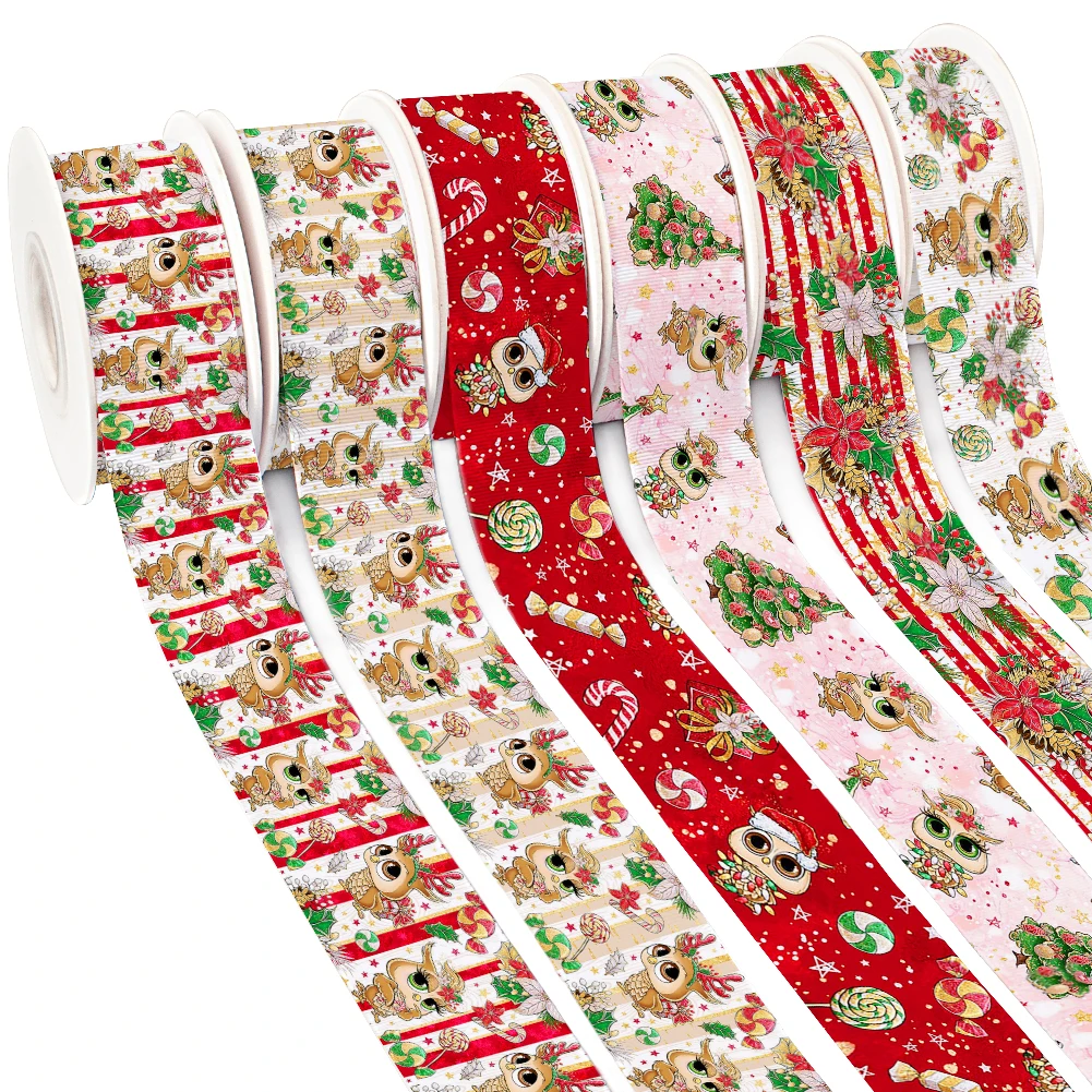 

Christmas Day Printed Grosgrain Ribbon /Satin for Gift Wrapping Wedding Party Decoration10 Yards