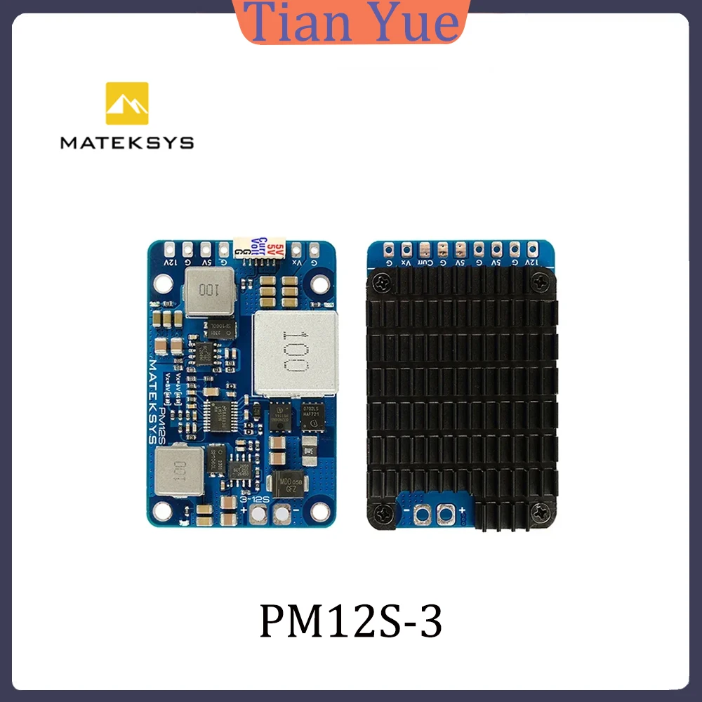 

Модуль питания Matek PM12S-3 с входом LiPo 3-12S, двойным BEC 5В/9В и радиатором для мультироторных, фиксированных, киневуп и FPV дронов