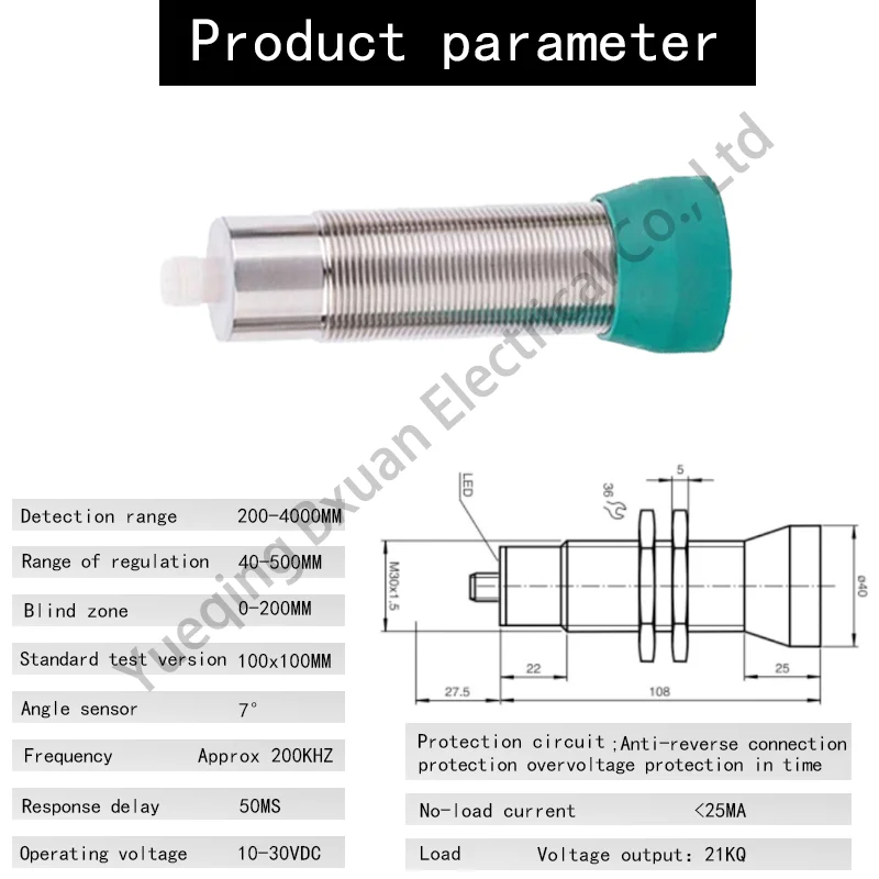 Imagem -02 - Sensor de Proximidade para Detecção Ultrassônica M30 1030v dc Sn:4m Ip65 Npn Pnp 010v 420ma Sensor de Nível Analógico