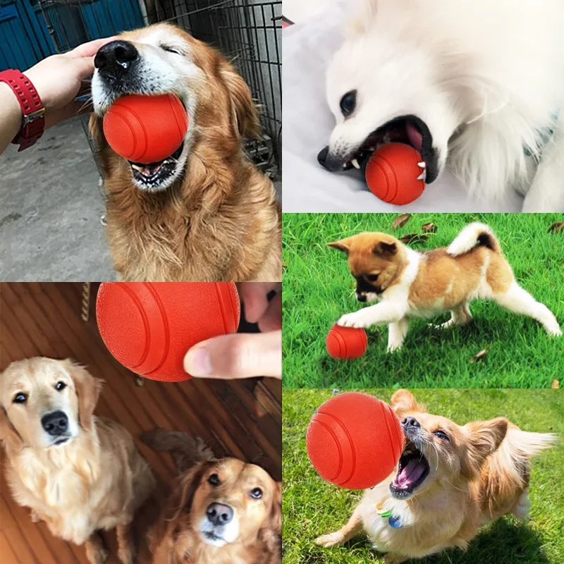 HOOPET-pelota de goma resistente a las mordeduras para perros, juguete para cachorros, peluche, Pitbull, Color rojo, sólido, suministros para mascotas, S-XL