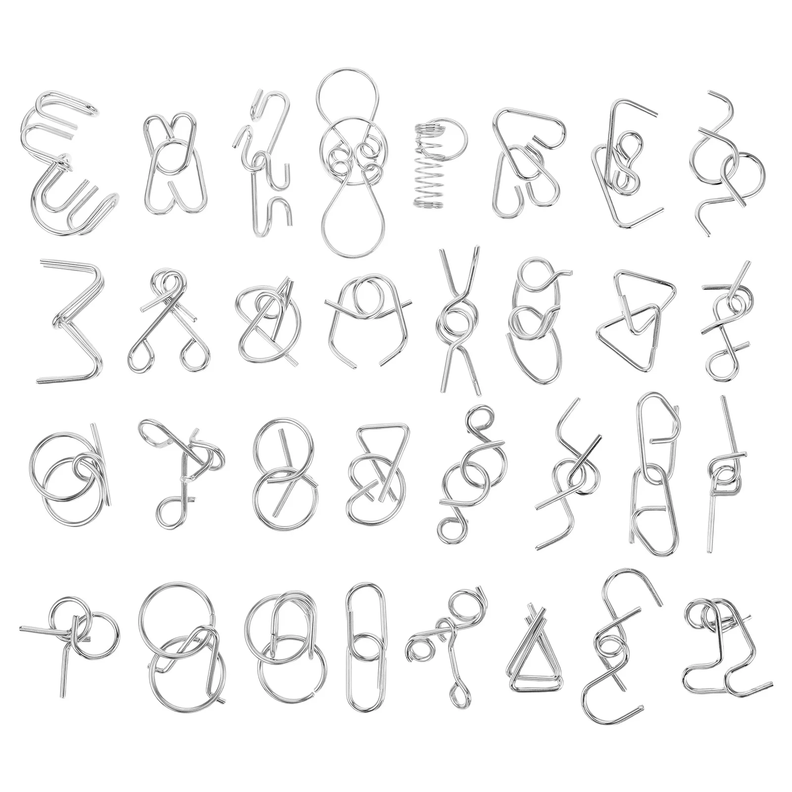 32pcs Nine Rings Disentanglement Puzzle Set Metal Brain Teaser Game For Adults Kids Chinese Ring Challenge Logic Training Alloy