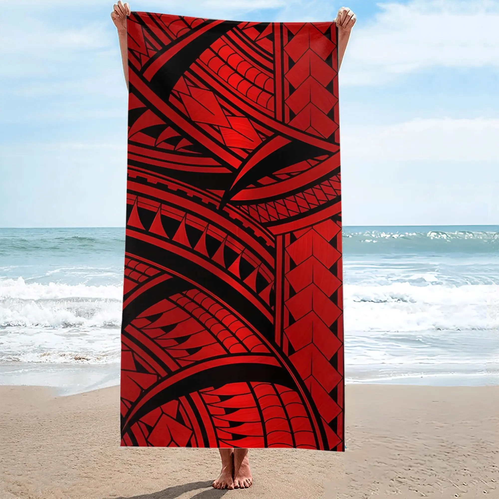 

Мягкое полотенце для плавания с полинезийским узором, 1 шт., идеально подходит для летних путешествий и душа, художественное пляжное полотенце, прочное.