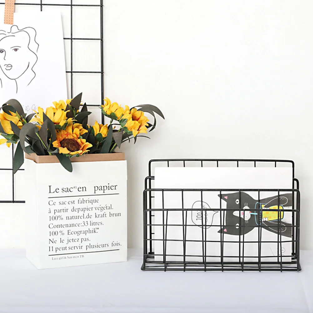 Mail Manager Organizer 3-Compartment Metal Desktop Rack For Office Home School Book Storage Rack Magazine Holder