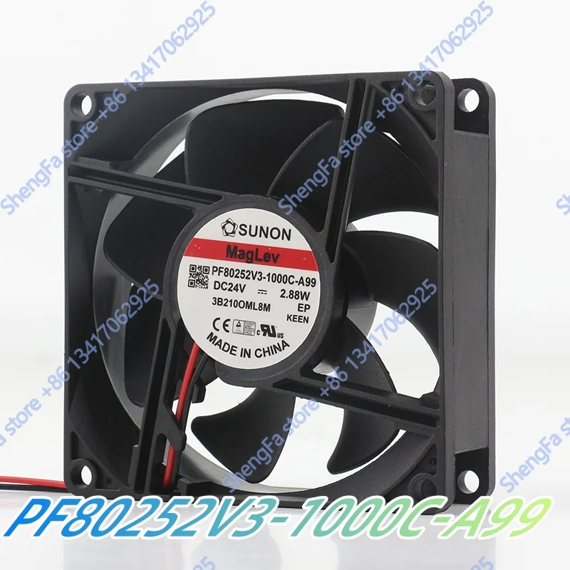 PF80252V3-1000C-A99 8025 24V 2.88W 8CM maglev chassis Cabinet Quiet two-wire cooling fan