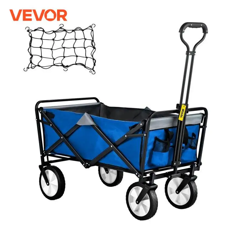 VEVOR Folding Wagon Cart Portable Outdoor Camping Beach Large Capacity Multifunction Adjustable Handle for Picnic Bbq Trolley 