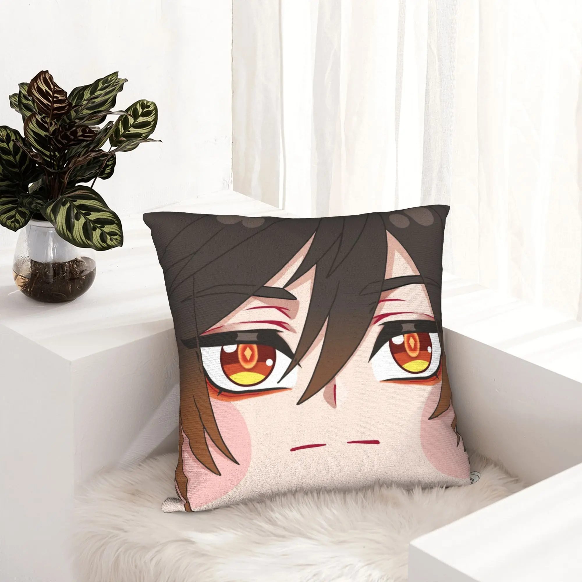 Zhongli Genshin Impact Pillowcase Double-sided Printing Polyester Cushion Cover Decorations  Pillow Case Cover Home Zipper 40X40