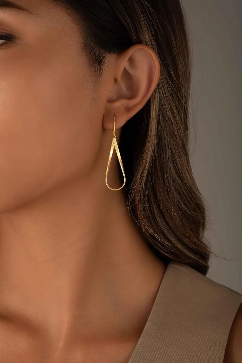 14K Gold Plated Dangle Earrings for Women,Trendy Twisted Spiral Teardrop Rhombus Leverback Drop Dangle Earrings Jewelry Gifts