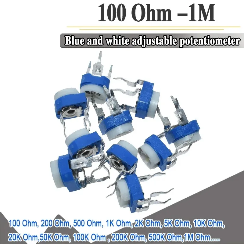 

20 шт. RM065 RM-065 100 200 500 1K 2K 5K 10K 20K 50K 100K 200K 500K 1M Ом Trimpot Триммер Потенциометр переменный резистор