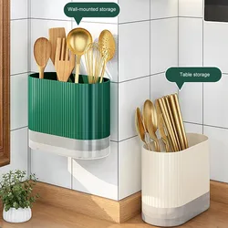 Organizers Kitchenware 2 Basket Rack Wall-mounted Free Punching Drain Household Nordic Chopsticks Spoon Knife Rack Storage Box