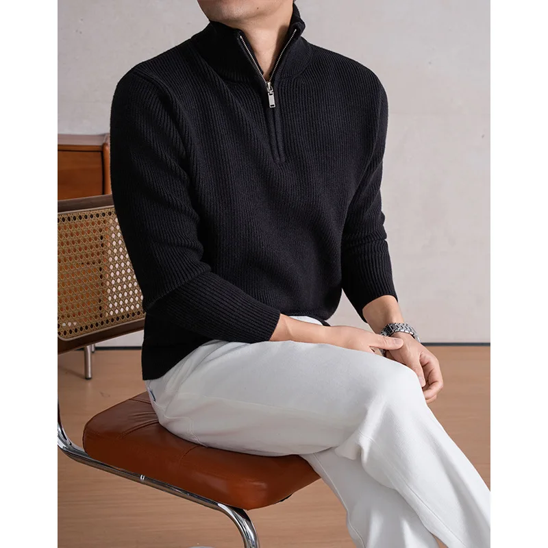 2026 Fall/Winter Stand Collar Sweater Fashion Casual Men's Warm Sweater