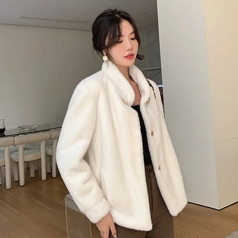 Eco-friendly fur wool 2022 autumn and winter new fur coat women's and  integrated thickened imitation mink