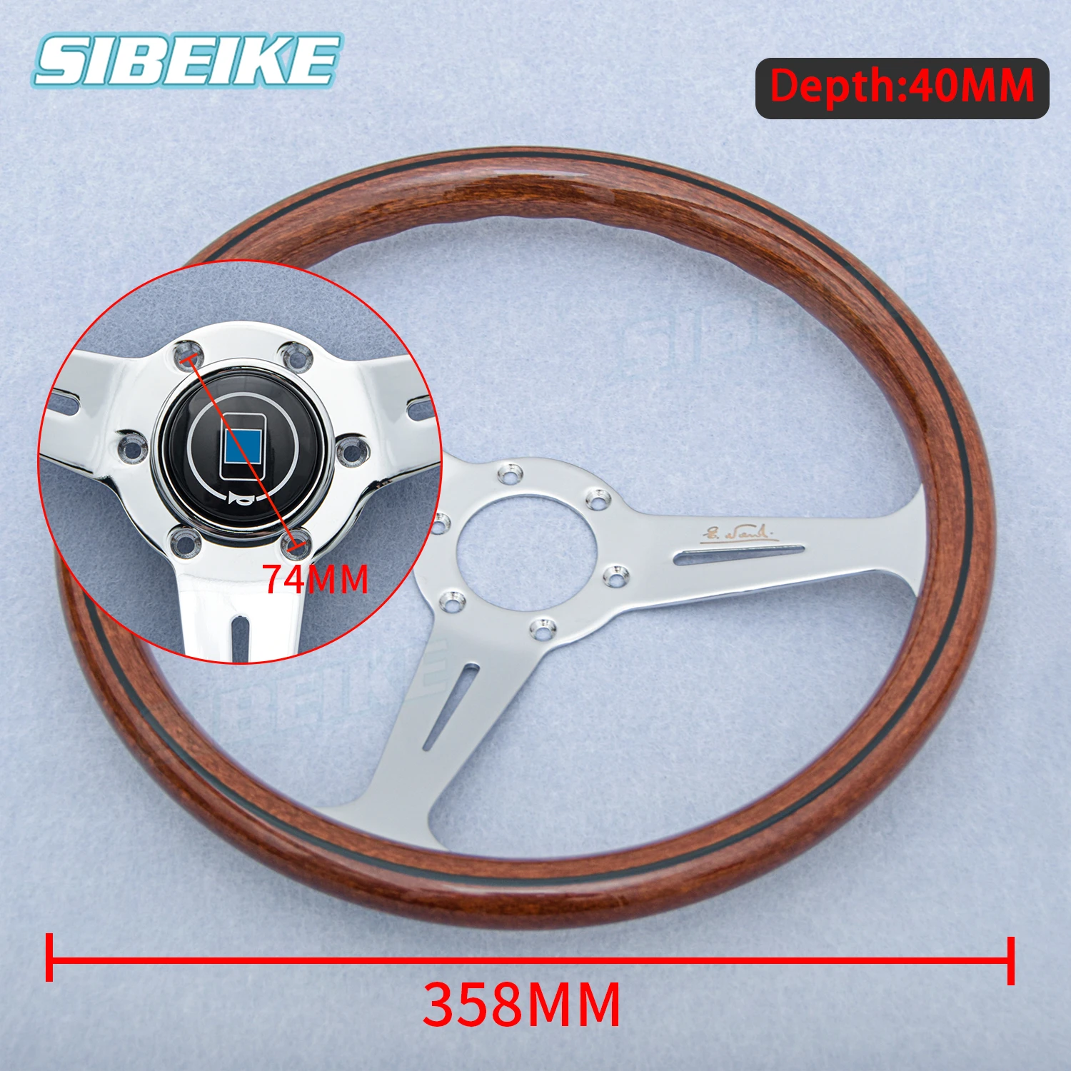 14inch Nardi Wood Style Steering Wheel Universal JDM Classic Sports Steering Wheel