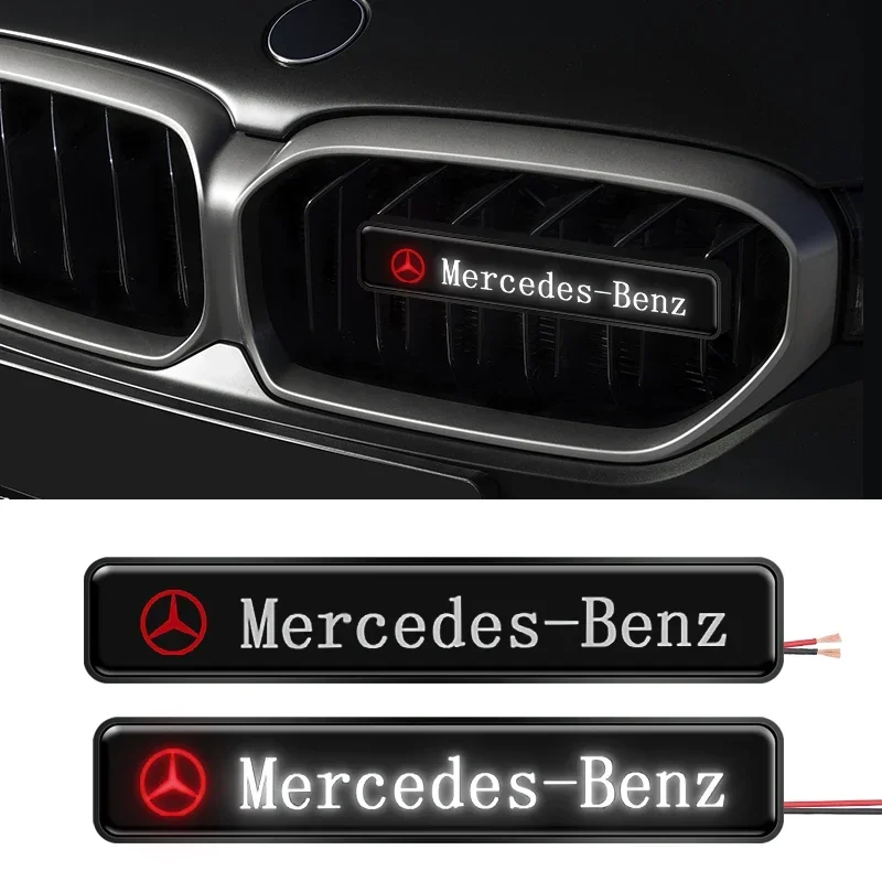 1x Auto Copertura Anteriore Griglia Della Lampada Emblema Decor Illuminazione Luci A LED Per Mercedes Benz AMG ABCES CLA GLA GLB GLC GLS GLK Classe