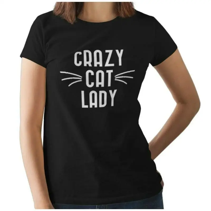 

Женская футболка Crazy Cat для влюбленных, любовников, Рождества