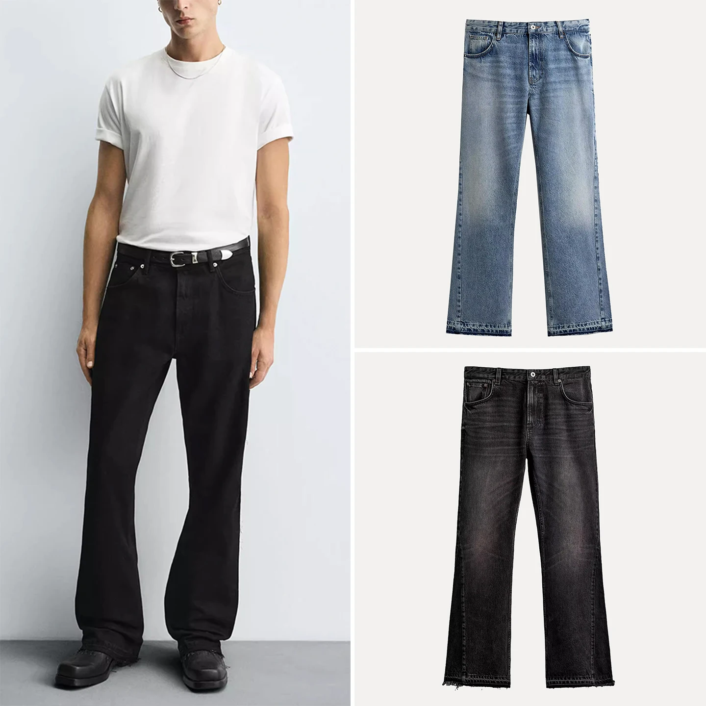 

Slim Fit Bell Bot Jeans Men's mid Waist ket Decorated Denim Pants Casual Trousers Autumn 2025 New Sle Z Brand