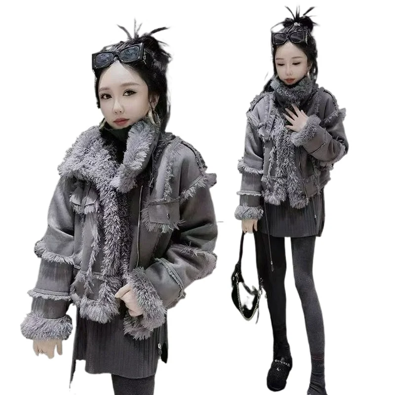 New Style Faux Fur One-piece Short Jacket Winter Fashion Thickened High-end Stylish Top Simple Warm Comfortable Women's Clothing